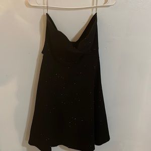 Strapless black glitter dress
